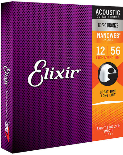 Elixir 11077 - strings for acoustic guitar Nanoweb Light-Medium