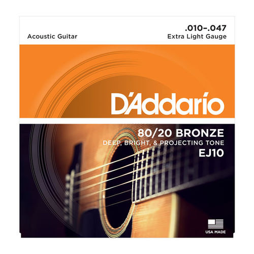 EJ10 D'Addario - 80/20-Bronze Extra Light (.010-.047)